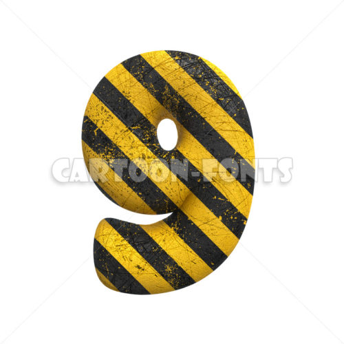 caution numeral 9 - 3d digit - Cartoon fonts - High quality 3d letters and signs illustrations