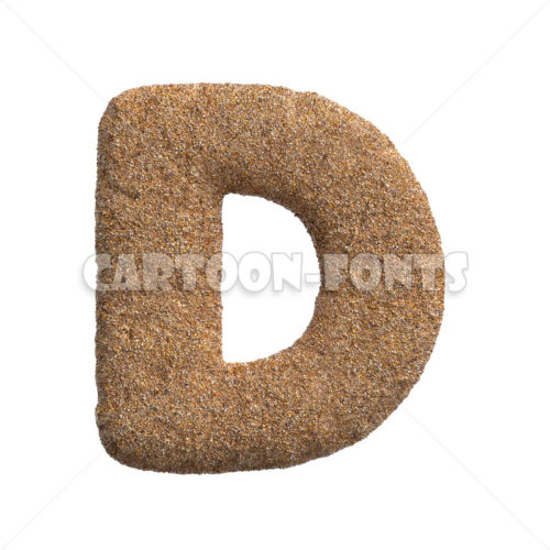Sand letter D - Large 3d font - Cartoon fonts - High quality 3d letters and signs illustrations