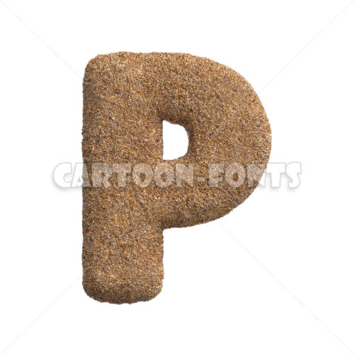 Sand letter P - large 3d character - Cartoon fonts - High quality 3d letters and signs illustrations