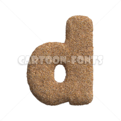 Sand character D - Lower-case 3d letter - Cartoon fonts - High quality 3d letters and signs illustrations