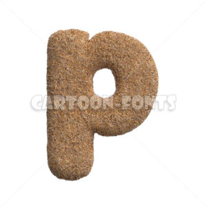 Sand letter P | 3d Lower-case font against white background