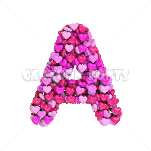 pink hearts font A - Large 3d letter - Cartoon fonts - High quality 3d letters and signs illustrations