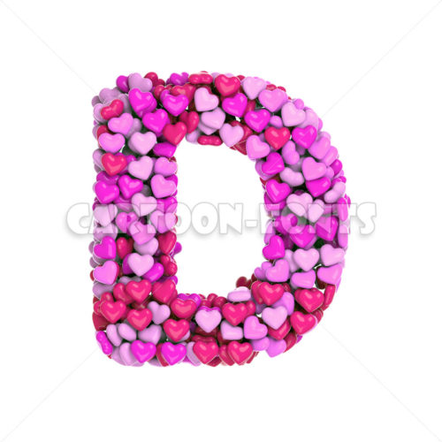 Valentine letter D - Large 3d font - Cartoon fonts - High quality 3d letters and signs illustrations