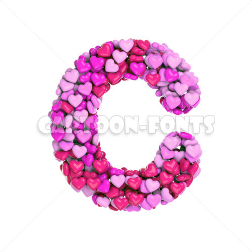 pink hearts character C - Uppercase 3d font - Cartoon fonts - High quality 3d letters and signs illustrations