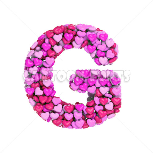 pink hearts letter G - Uppercase 3d character - Cartoon fonts - High quality 3d letters and signs illustrations