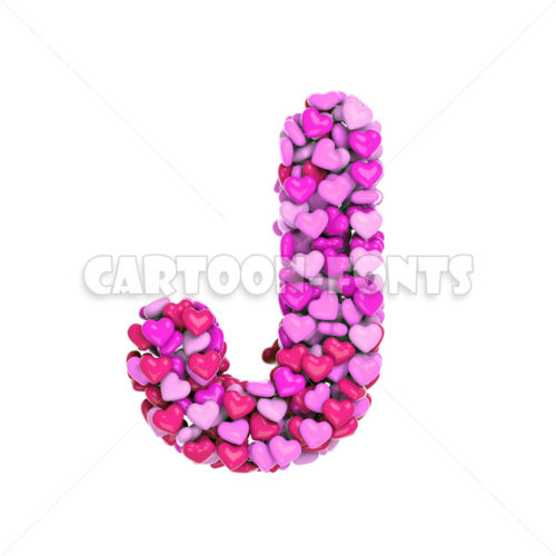 Valentine's day letter J - capital 3d font - Cartoon fonts - High quality 3d letters and signs illustrations