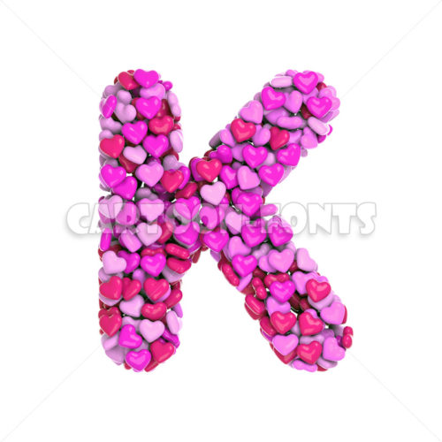 pink hearts character K - Uppercase 3d letter - Cartoon fonts - High quality 3d letters and signs illustrations