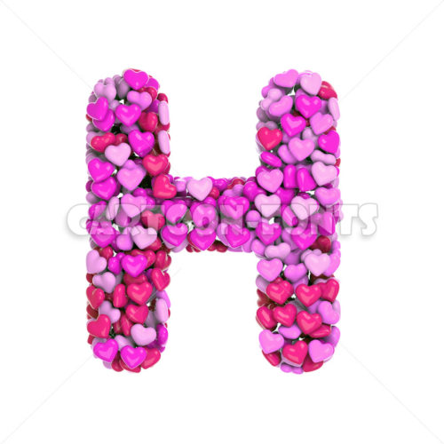 pink hearts font H - Capital 3d letter - Cartoon fonts - High quality 3d letters and signs illustrations