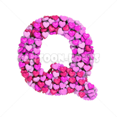 Love letter Q - capital 3d font - Cartoon fonts - High quality 3d letters and signs illustrations