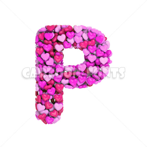 Valentine letter P - large 3d character - Cartoon fonts - High quality 3d letters and signs illustrations