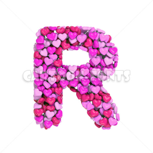 Love character R - Upper-case 3d letter - Cartoon fonts - High quality 3d letters and signs illustrations