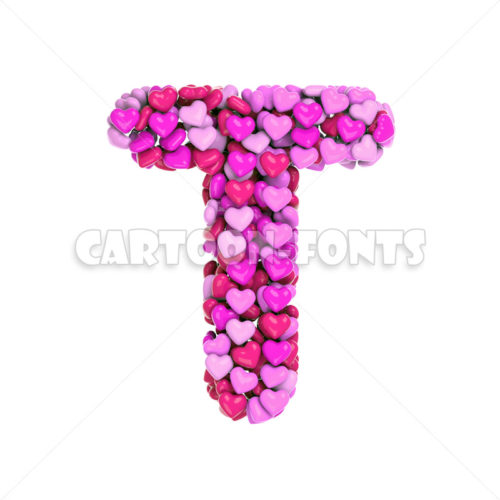 Valentine's day font T - large 3d character - Cartoon fonts - High quality 3d letters and signs illustrations