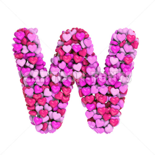 Valentine's day character W - Upper-case 3d font - Cartoon fonts - High quality 3d letters and signs illustrations