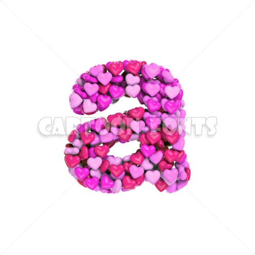 pink hearts character A - Lower-case 3d font - Cartoon fonts - High quality 3d letters and signs illustrations