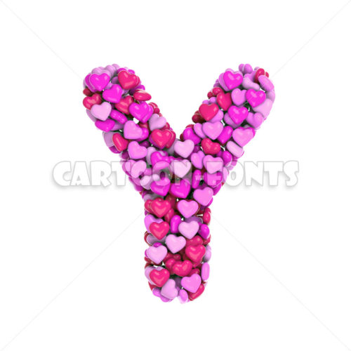 pink hearts letter Y - Upper-case 3d font - Cartoon fonts - High quality 3d letters and signs illustrations