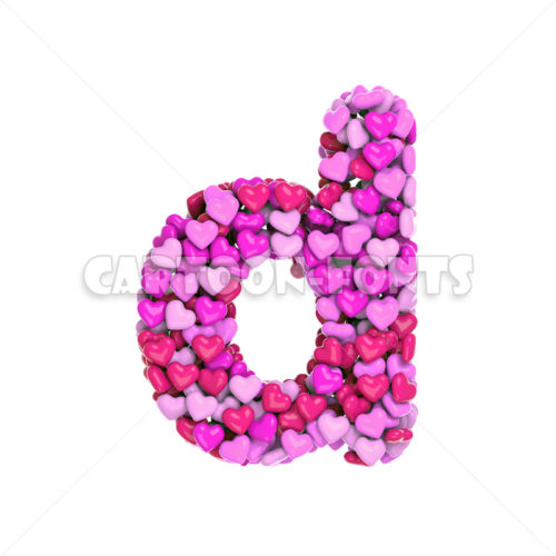 Valentine character D - Lower-case 3d letter - Cartoon fonts - High quality 3d letters and signs illustrations