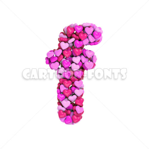 pink hearts character F - Lower-case 3d letter - Cartoon fonts - High quality 3d letters and signs illustrations
