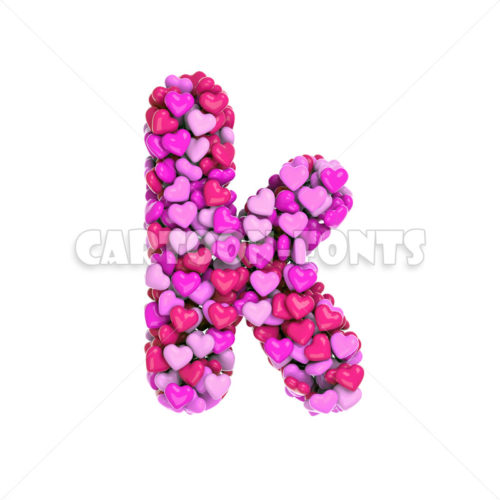 Valentine's day font K - Minuscule 3d character - Cartoon fonts - High quality 3d letters and signs illustrations
