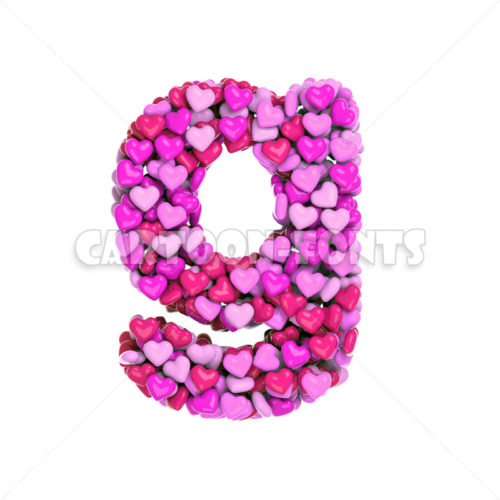 pink hearts letter G - Minuscule 3d font - Cartoon fonts - High quality 3d letters and signs illustrations