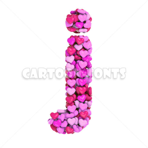 pink hearts letter J - small 3d character - Cartoon fonts - High quality 3d letters and signs illustrations