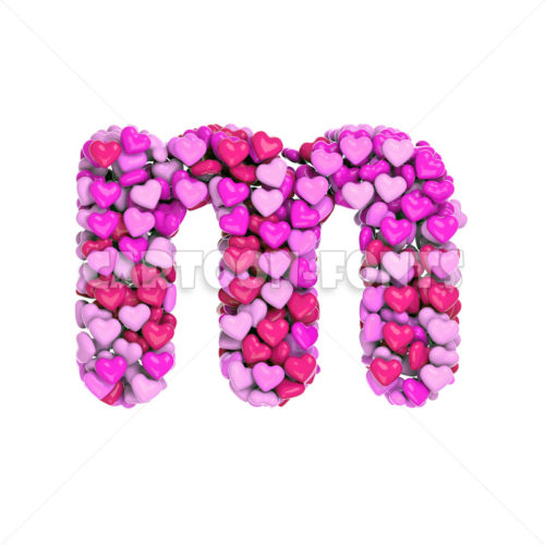 Love character M - Lower-case 3d font - Cartoon fonts - High quality 3d letters and signs illustrations