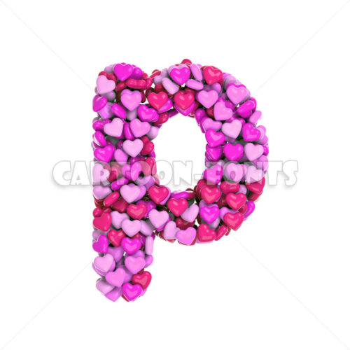 Valentine letter P - Lower-case 3d character - Cartoon fonts - High quality 3d letters and signs illustrations