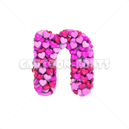 pink hearts character N - Minuscule 3d letter - Cartoon fonts - High quality 3d letters and signs illustrations