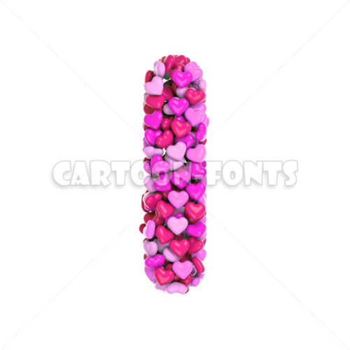 pink hearts font L - Lower-case 3d letter - Cartoon fonts - High quality 3d letters and signs illustrations