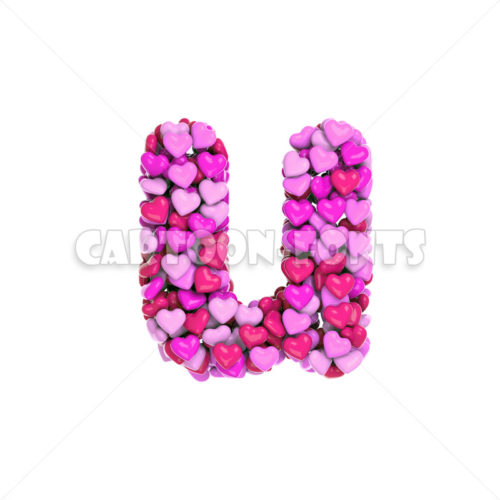 Love font U - lowercase 3d character - Cartoon fonts - High quality 3d letters and signs illustrations