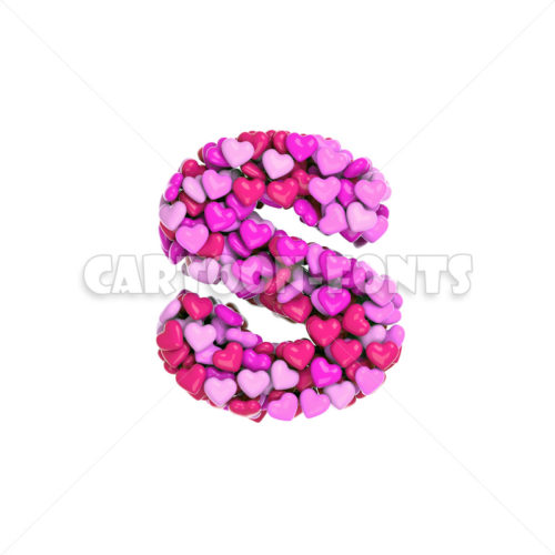 Valentine character S - Small 3d letter - Cartoon fonts - High quality 3d letters and signs illustrations