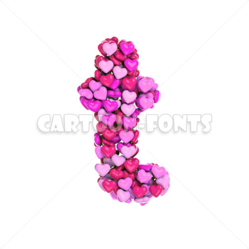 Valentine letter T - lowercase 3d letter - Cartoon fonts - High quality 3d letters and signs illustrations
