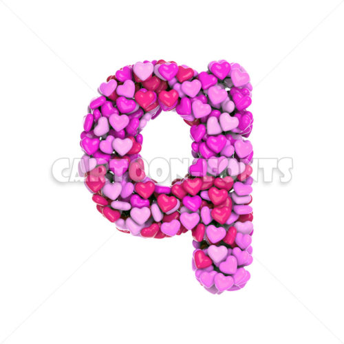 Valentine's day character Q - lowercase 3d font - Cartoon fonts - High quality 3d letters and signs illustrations