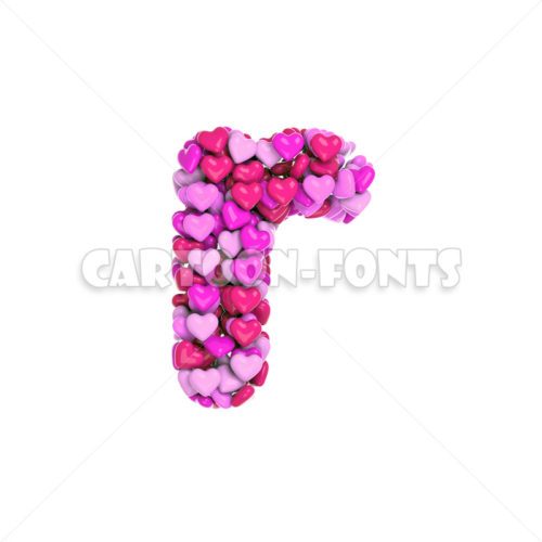 pink hearts font R - Lowercase 3d character - Cartoon fonts - High quality 3d letters and signs illustrations