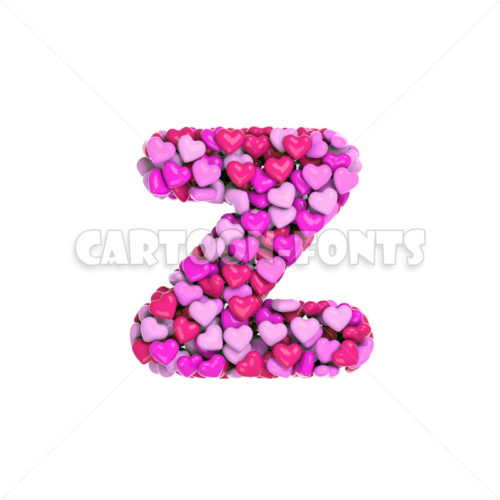 Love letter Z - lowercase 3d character - Cartoon fonts - High quality 3d letters and signs illustrations