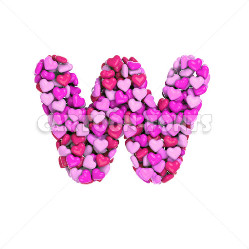 Valentine's day font W - Small 3d letter - Cartoon fonts - High quality 3d letters and signs illustrations