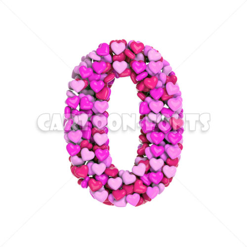Love numeral 0 - 3d number - Cartoon fonts - High quality 3d letters and signs illustrations
