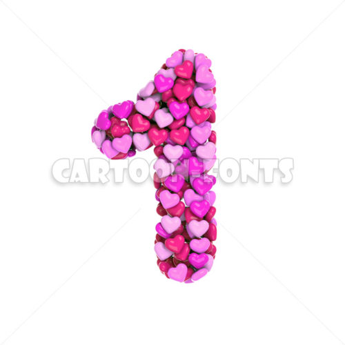 Valentine's day numeral 1 - 3d digit - Cartoon fonts - High quality 3d letters and signs illustrations