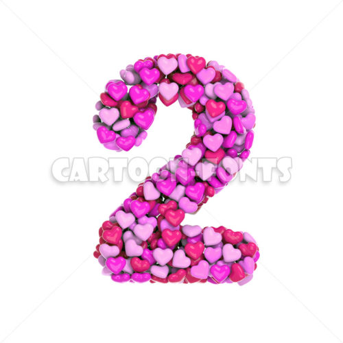Valentine's day numeral 2 - 3d number - Cartoon fonts - High quality 3d letters and signs illustrations