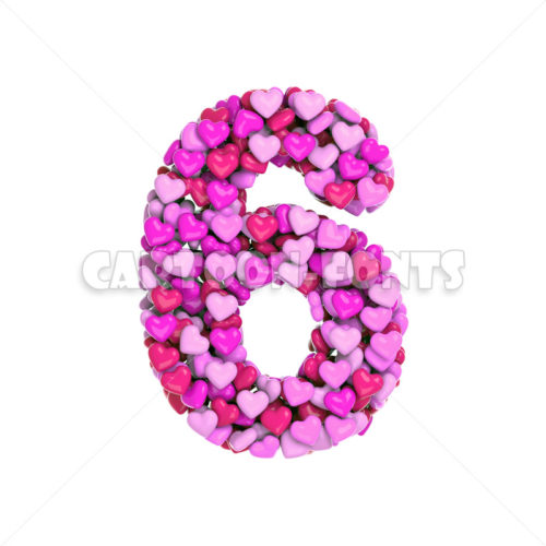 Love numeral 6 - 3d number - Cartoon fonts - High quality 3d letters and signs illustrations