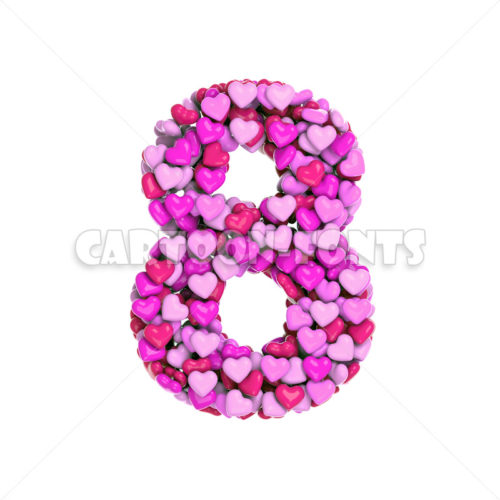 Love numeral 8 - 3d number - Cartoon fonts - High quality 3d letters and signs illustrations