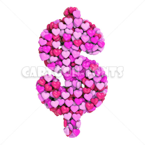 Love dollar money - 3d Currency symbol - Cartoon fonts - High quality 3d letters and signs illustrations