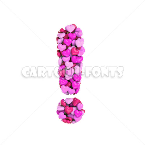 Valentine's day exclamation point - 3d sign - Cartoon fonts - High quality 3d letters and signs illustrations