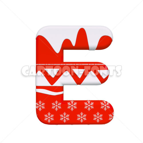 Christmas font E - Uppercase 3d character - Cartoon fonts - High quality 3d letters and signs illustrations