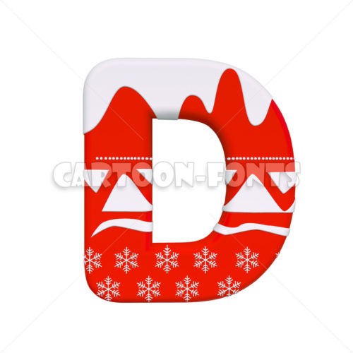 Christmas letter D - Large 3d font - Cartoon fonts - High quality 3d letters and signs illustrations