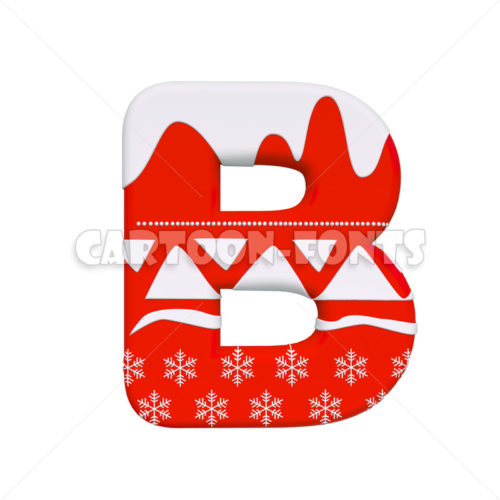 Santa Claus character B - Uppercase 3d letter - Cartoon fonts - High quality 3d letters and signs illustrations