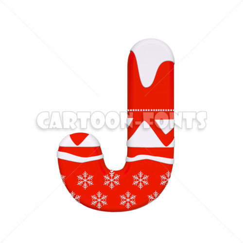 Santa Claus letter J - capital 3d font - Cartoon fonts - High quality 3d letters and signs illustrations
