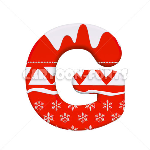 Xmas letter G - Uppercase 3d character - Cartoon fonts - High quality 3d letters and signs illustrations