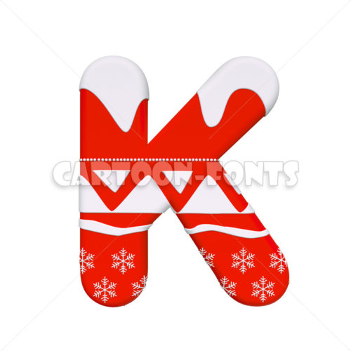 Xmas character K - Uppercase 3d letter - Cartoon fonts - High quality 3d letters and signs illustrations