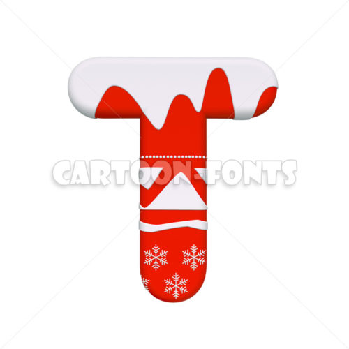 Santa Claus font T - large 3d character - Cartoon fonts - High quality 3d letters and signs illustrations