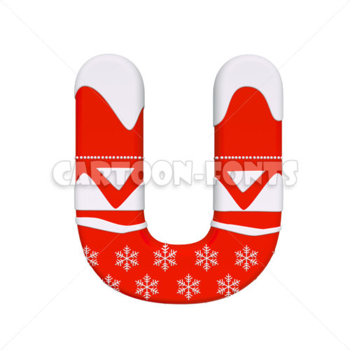 Xmas character U - uppercase 3d letter - Cartoon fonts - High quality 3d letters and signs illustrations